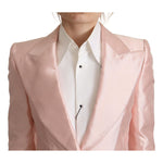 Dolce & Gabbana Pink Satin Long Sleeves Blazer Coat Jacket JKT3293 - 36
