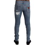 Dolce & Gabbana Light Blue Tattered Cotton Denim Skinny Jeans PAN72944 - 44