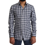 Dolce & Gabbana Blue White Check Cotton Slim Fit GOLD Shirt TSH2346 - 38