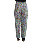 Dolce & Gabbana Blue Floral Print High Waist Denim Tapered Jeans PAN72791 - 40