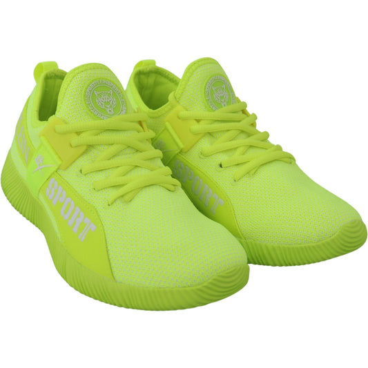 Plein Sport Electrify Your Step with Yellow Carter Sport Sneakers 4059623066661
