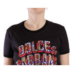Dolce & Gabbana Black Logo Print Cotton Crew Neck Tee T-shirt TSH7614 - 42