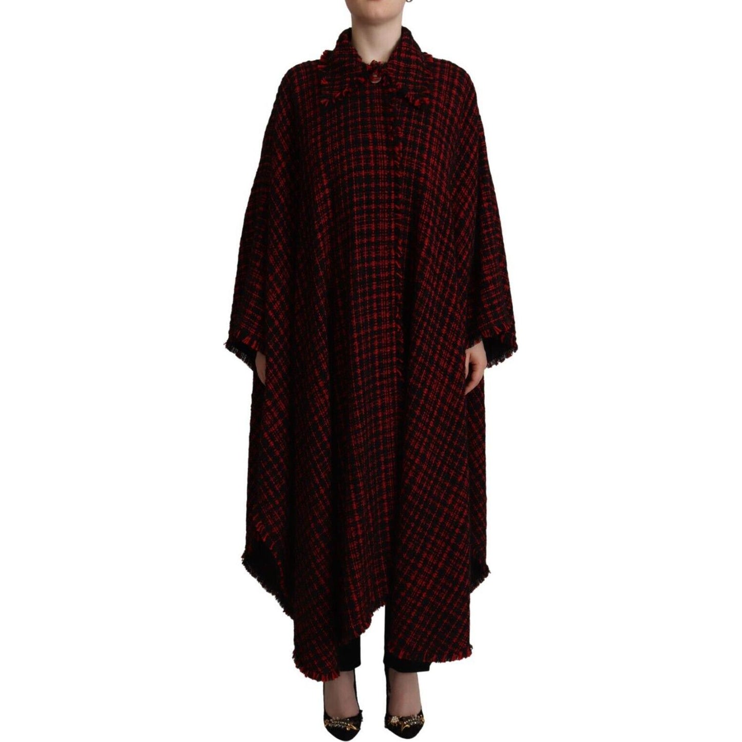 Dolce & Gabbana Black Red Cotton Checkered Over Coat Jacket KOS1933 - 40