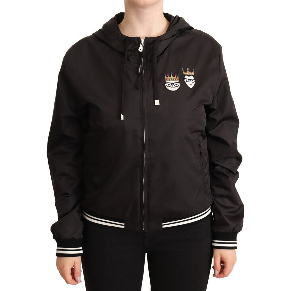 Dolce & Gabbana Black Polyester Hooded Bomber Full Zip Jacket JKT2539 - 46