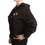 Dolce & Gabbana Black Polyester Hooded Bomber Full Zip Jacket JKT2539 - 46