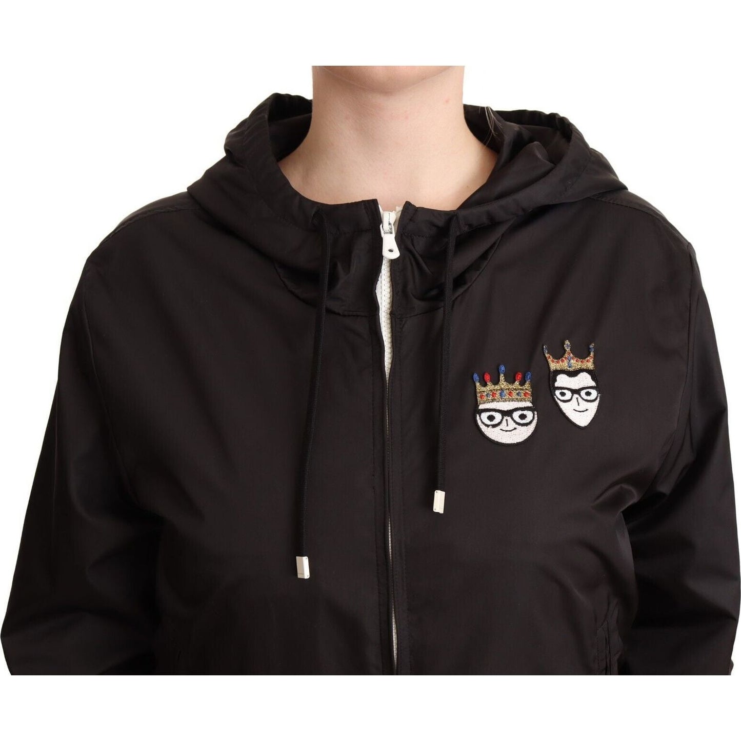 Dolce & Gabbana Black Polyester Hooded Bomber Full Zip Jacket JKT2539 - 46
