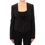 Dolce & Gabbana Black Silk Scarf Back Blazer Jacket MOM11571-1