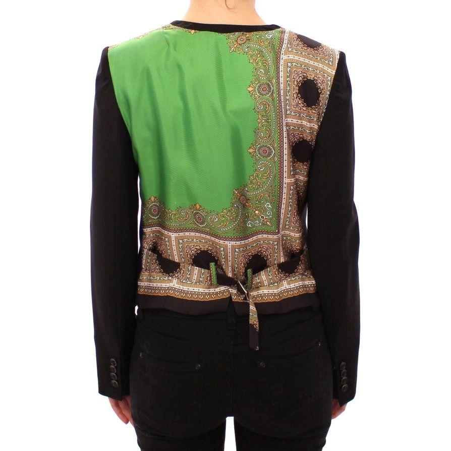 Dolce & Gabbana Black Silk Scarf Back Blazer Jacket