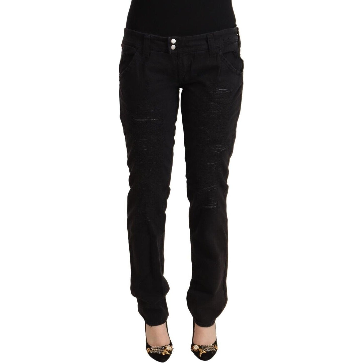 CYCLE Black Cotton Distressed Low Waist Slim Fit Denim Jeans PAN71164 - 31