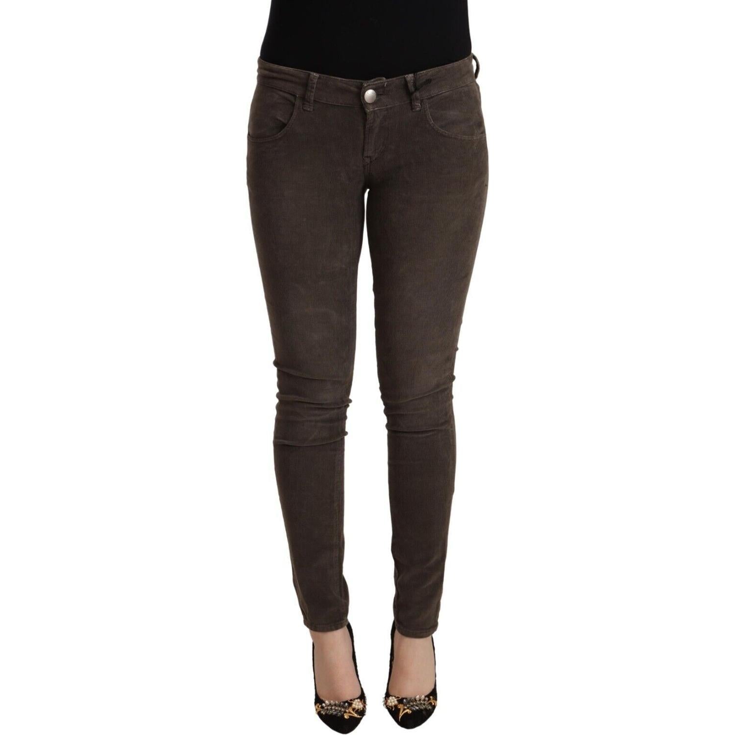 Acht Brown Cotton Slim Fit Denim Low Waist Jeans