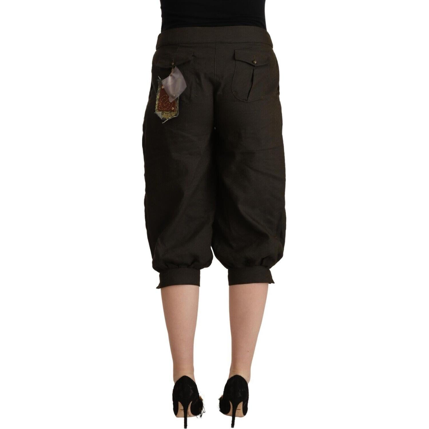 GF Ferre Brown Viscose Cropped Harem Pants