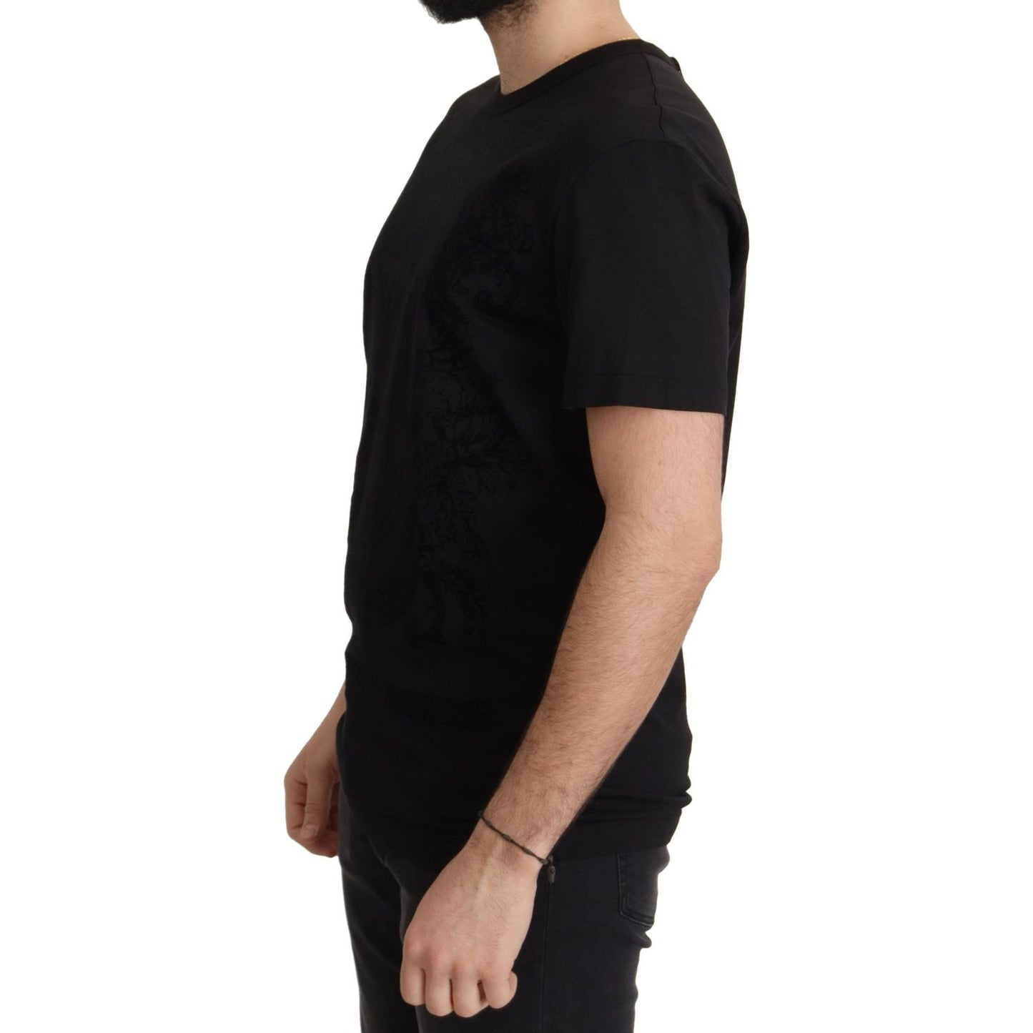 Dolce & Gabbana Black DG Baroque Cotton Crewneck T-shirt TSH7974- 52