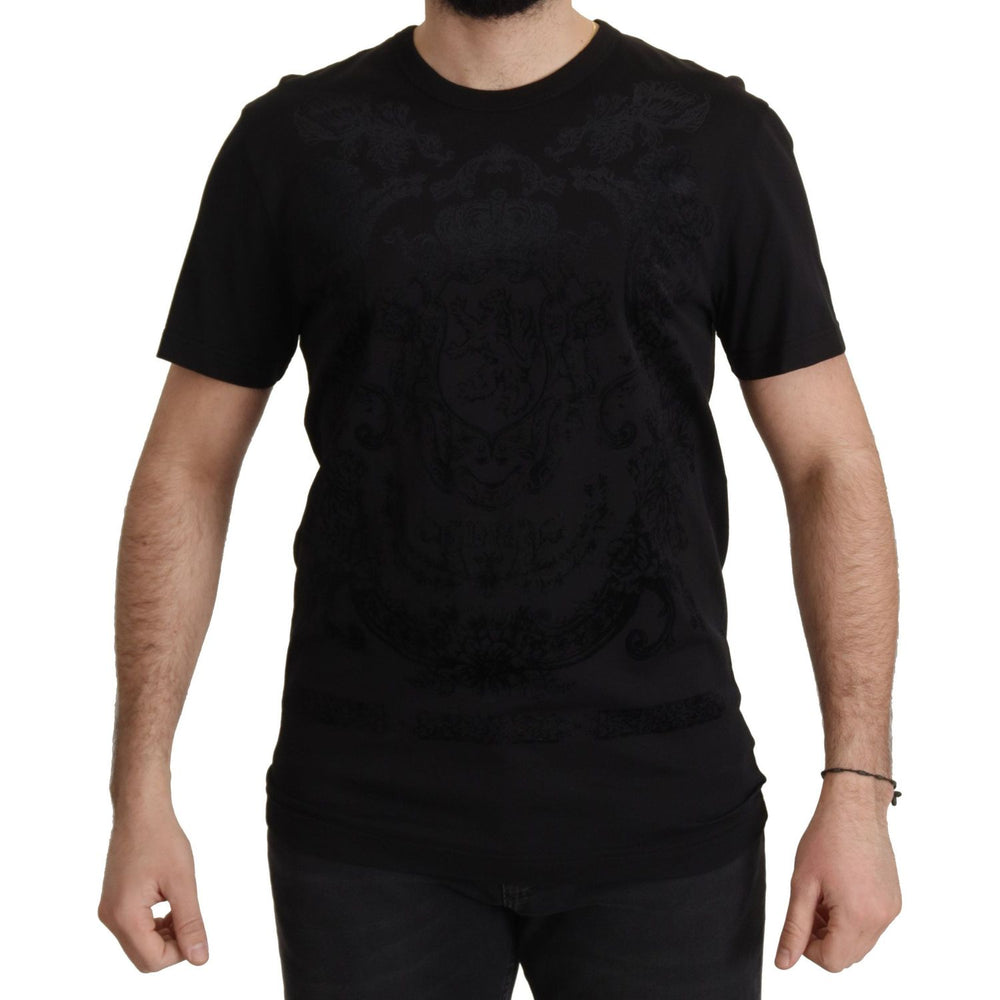 Dolce & Gabbana Black DG Baroque Cotton Crewneck T-shirt TSH7974- 52
