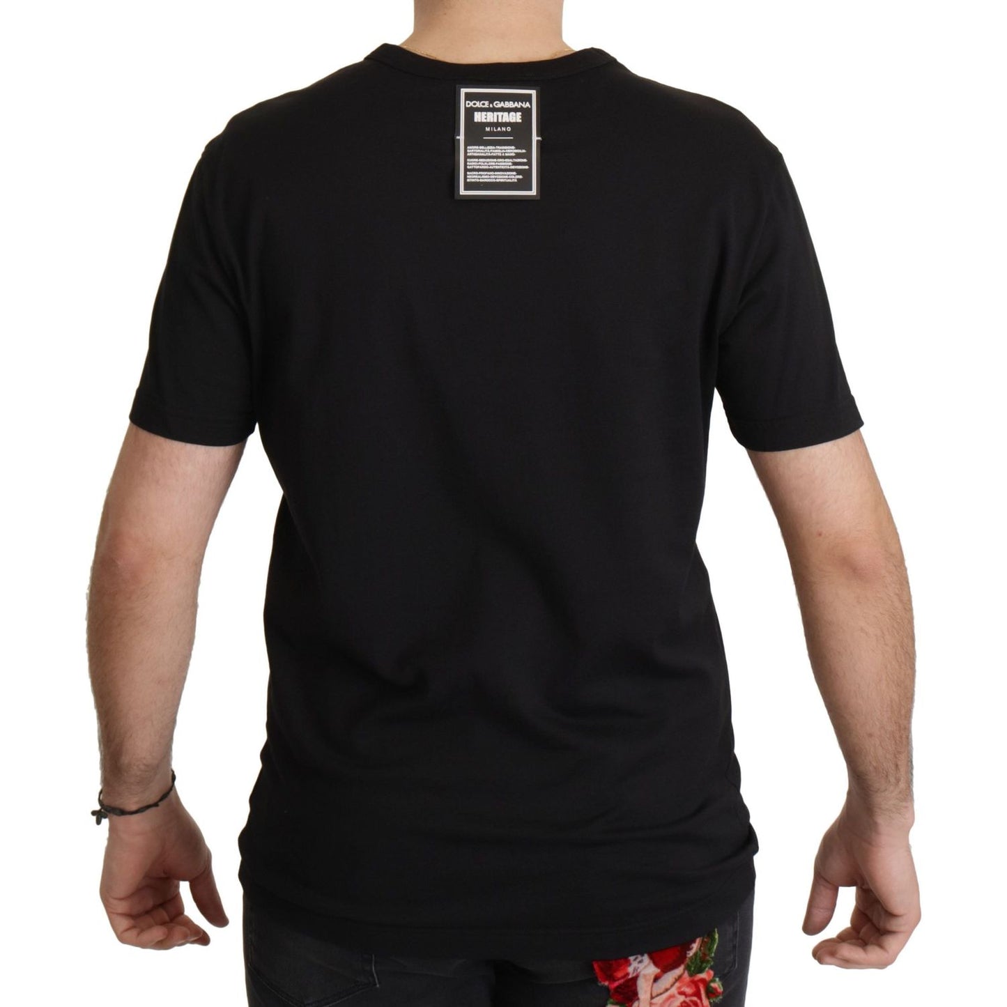 Dolce & Gabbana Black DG Baroque Cotton Crewneck T-shirt TSH7974- 52