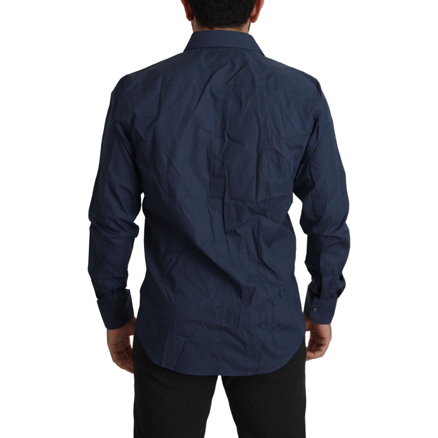 Dolce & Gabbana Blue Cotton MARTINI Slim Fit Dress Shirt TSH82932 -39