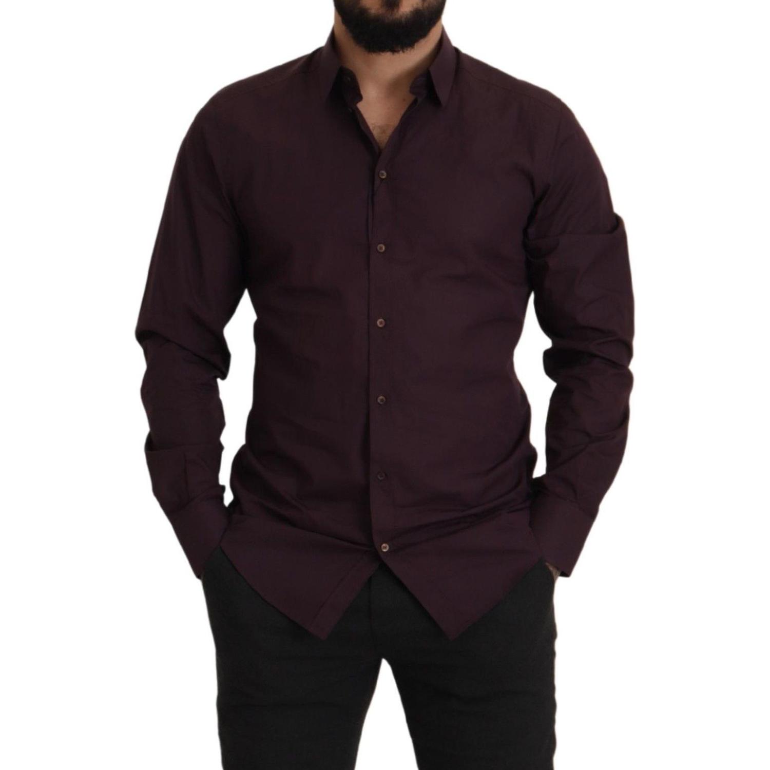 Dolce & Gabbana Purple Cotton GOLD Slim Fit Dress Shirt
