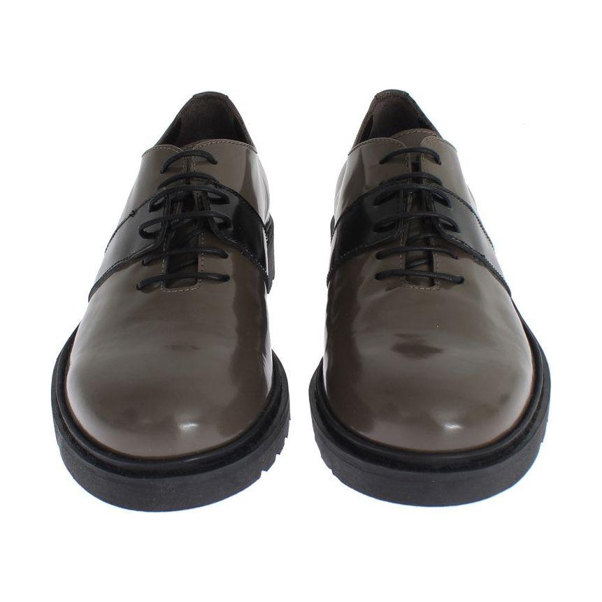 AI_ Gray Brown Leather Laceups Shoes MOM26013-2