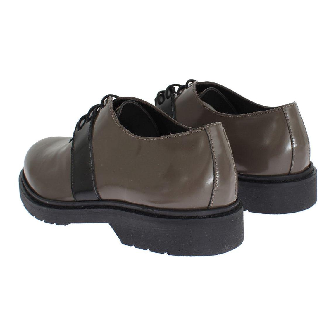 AI_ Gray Brown Leather Laceups Shoes MOM26013-2