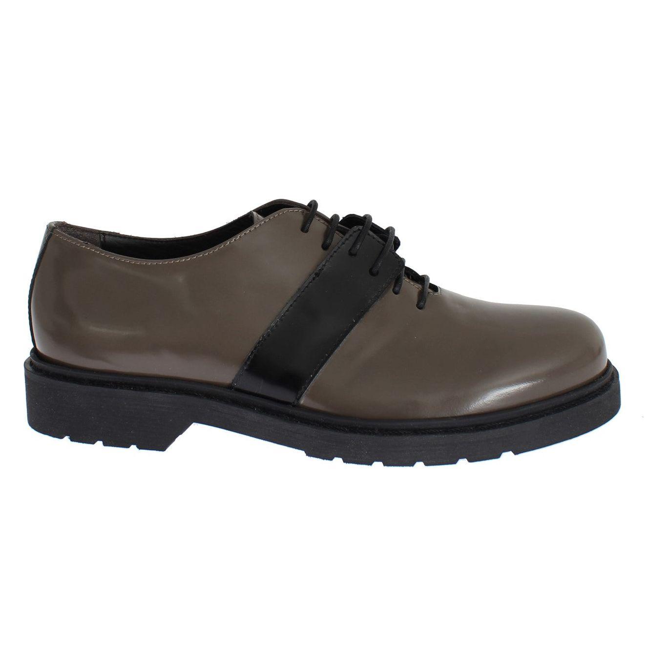 AI_ Gray Brown Leather Laceups Shoes MOM26013-2