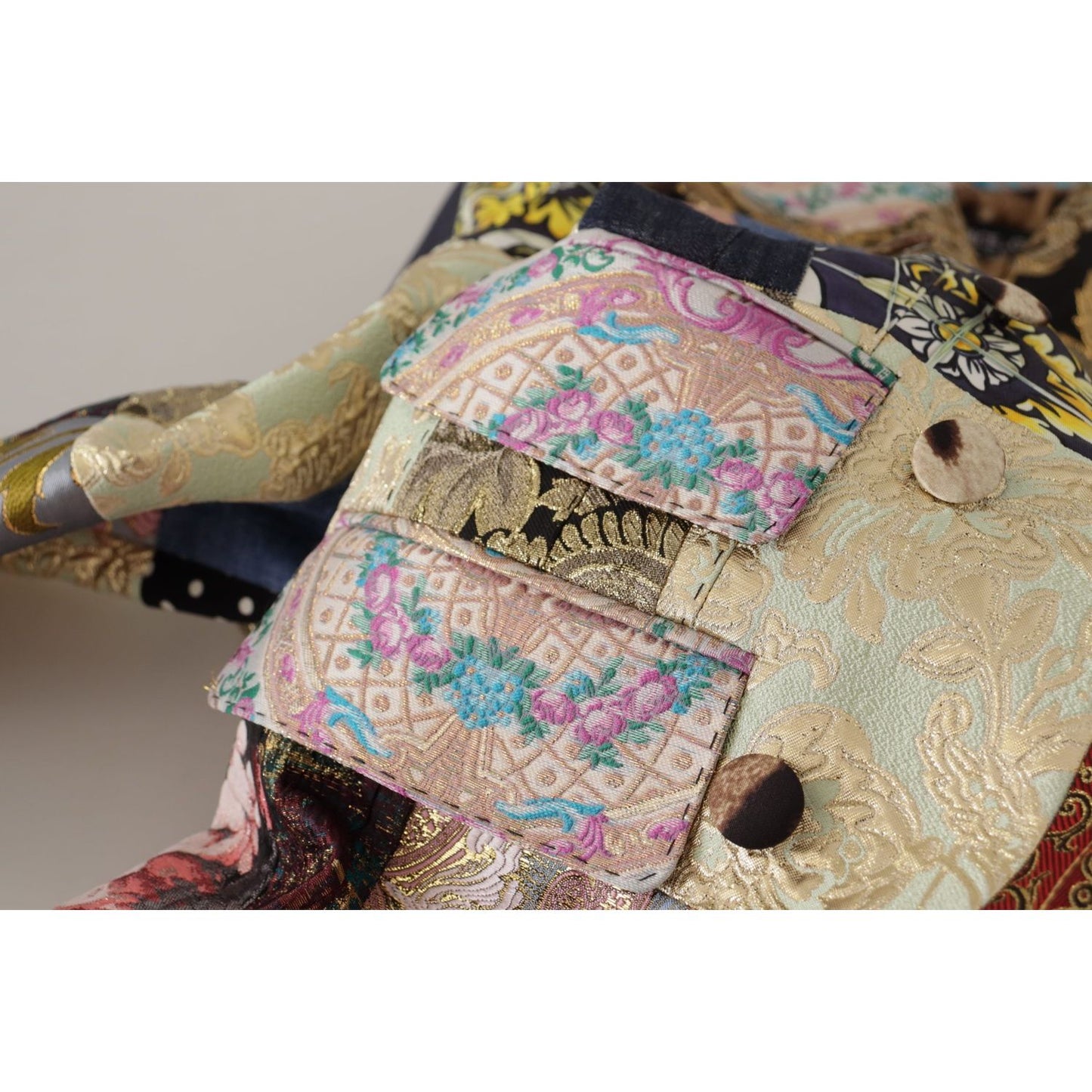 Dolce & Gabbana Multicolor Double-Breasted Patchwork Jacquard Blazer Jacket JKT3310- 36