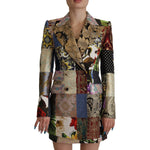 Dolce & Gabbana Multicolor Double-Breasted Patchwork Jacquard Blazer Jacket JKT3310- 36