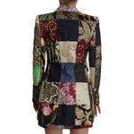 Dolce & Gabbana Multicolor Double-Breasted Patchwork Jacquard Blazer Jacket JKT3310- 36