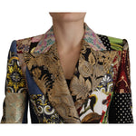 Dolce & Gabbana Multicolor Double-Breasted Patchwork Jacquard Blazer Jacket JKT3310- 36