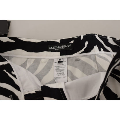 Dolce & Gabbana Black White Cotton Stretch Hot Pants Shorts