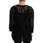 Dolce & Gabbana Black Floral Lace Pullover Sicily Blouse TSH7874- 40