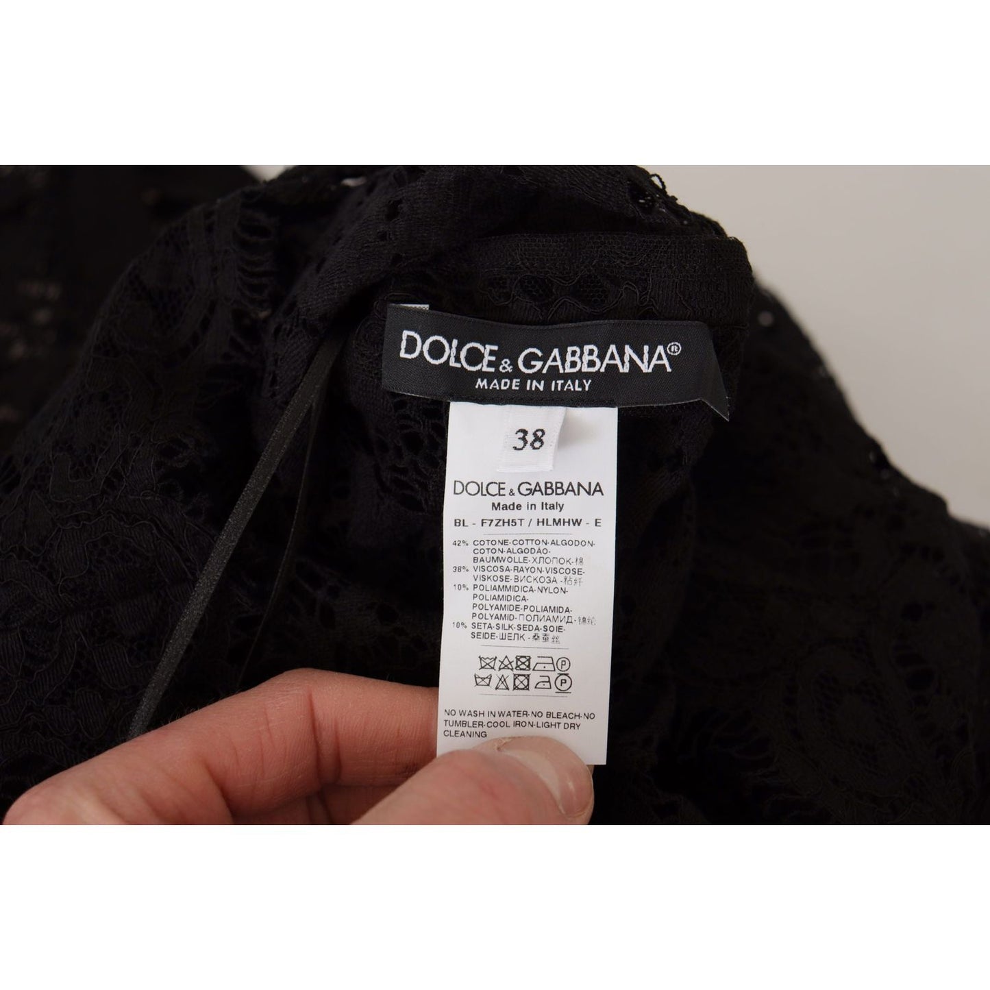 Dolce & Gabbana Black Floral Lace Pullover Sicily Blouse TSH7874- 40