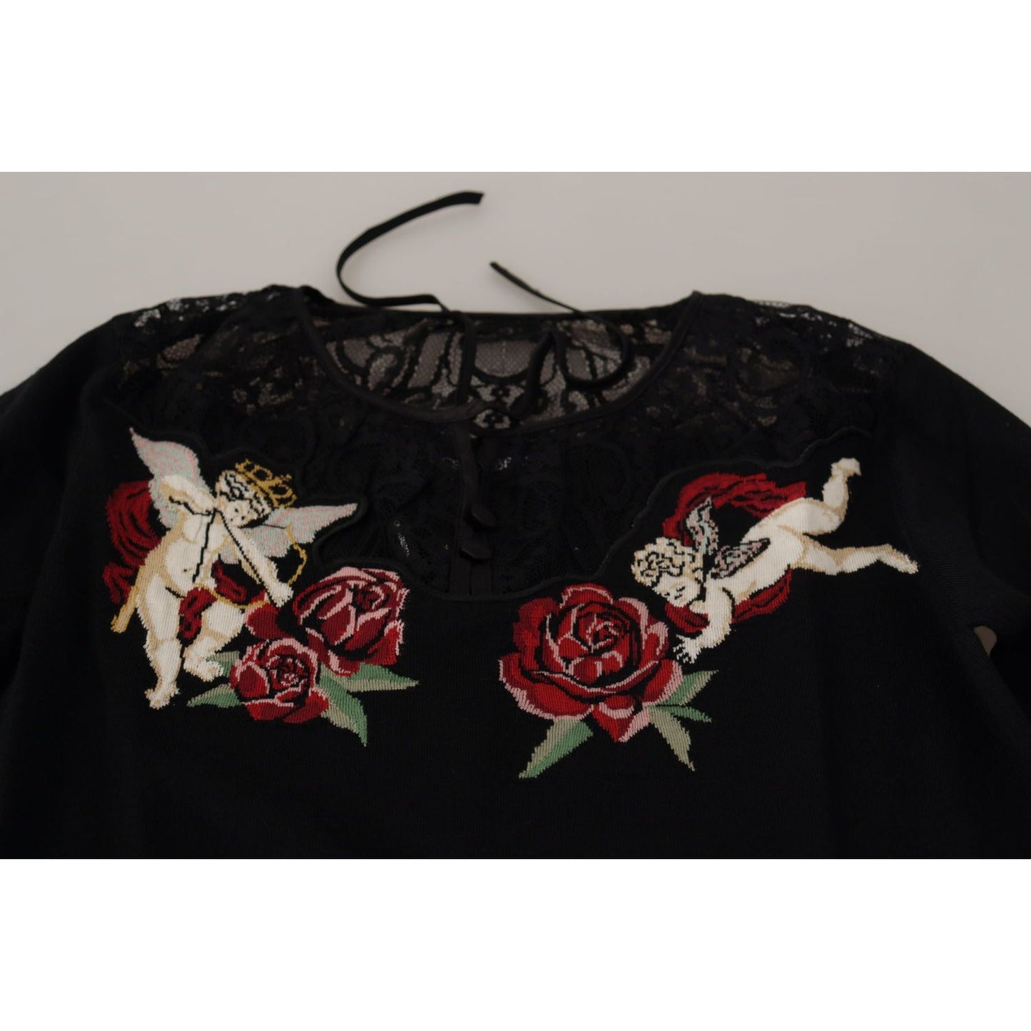 Dolce & Gabbana Black Lace Angel Roses Cardigan Sweater TSH8020- 38