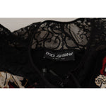 Dolce & Gabbana Black Lace Angel Roses Cardigan Sweater TSH8020- 38