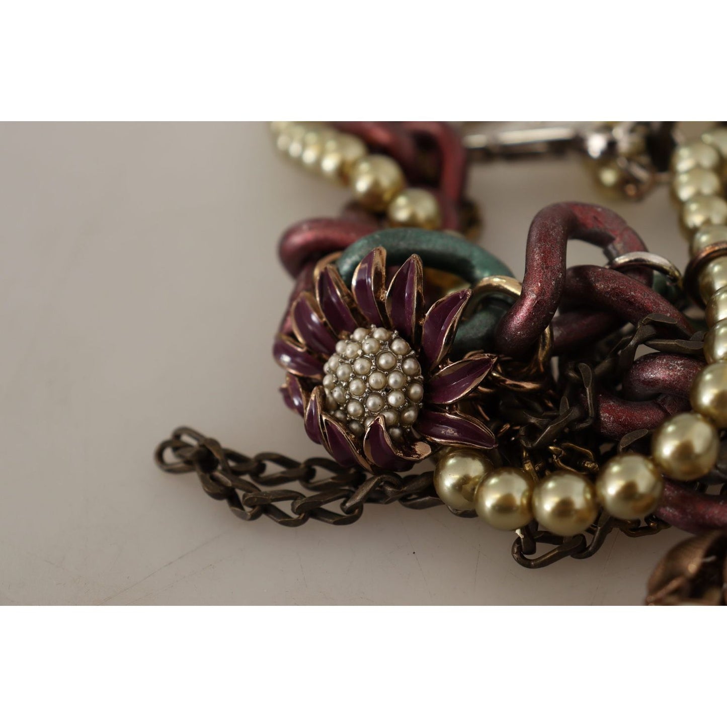 Dolce & Gabbana Gold Brass Sicily Floral Crystal Statement Necklace SMY100931