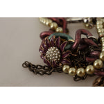 Dolce & Gabbana Gold Brass Sicily Floral Crystal Statement Necklace SMY100931
