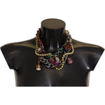 Dolce & Gabbana Gold Brass Sicily Floral Crystal Statement Necklace SMY100931
