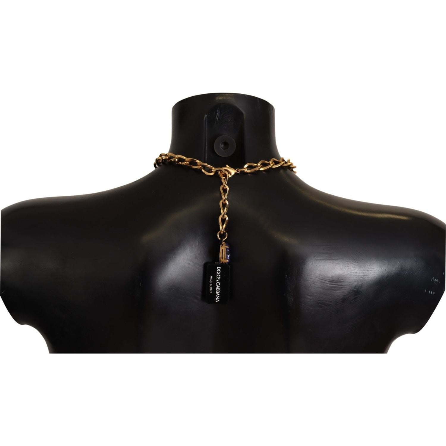 Dolce & Gabbana Gold Brass Crystal Purple Pink Pearl Pendants Necklace