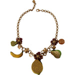 Dolce & Gabbana Gold Brass Sicily Fruits Roses Statement Necklace SMY100949