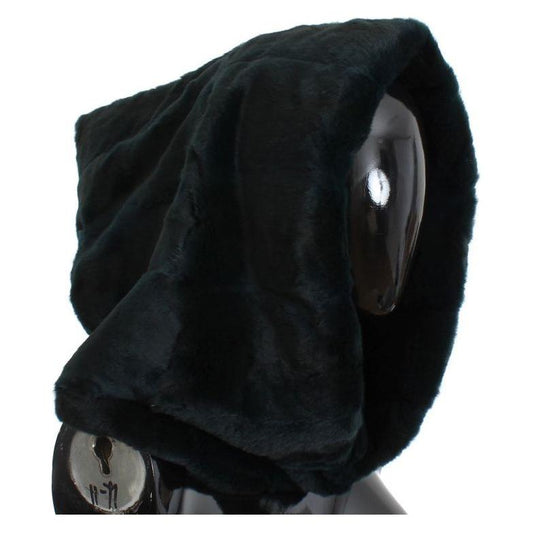 Dolce & Gabbana Green Weasel Fur Crochet Hood Scarf Hat SIG18221