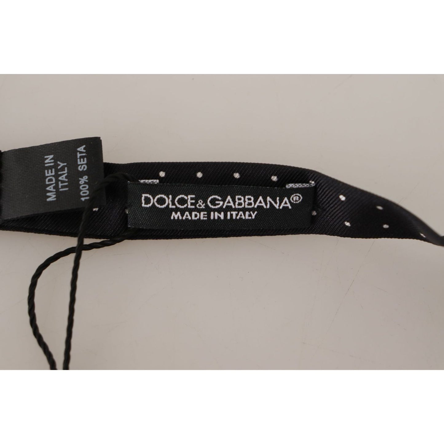 Dolce & Gabbana Black White Polka Dot 100% Silk Neck Papillon Tie FT3581