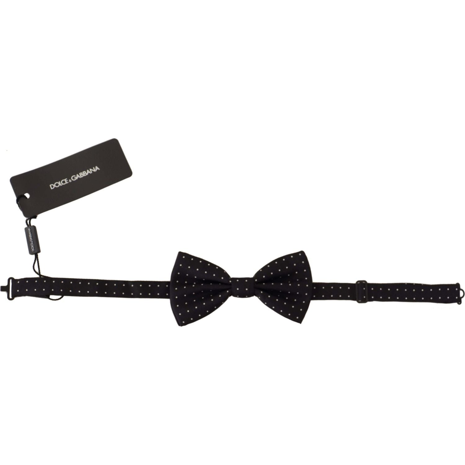 Dolce & Gabbana Black White Polka Dot 100% Silk Neck Papillon Tie