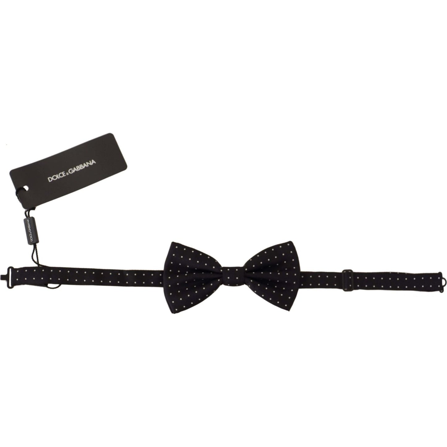Dolce & Gabbana Black White Polka Dot 100% Silk Neck Papillon Tie FT3581