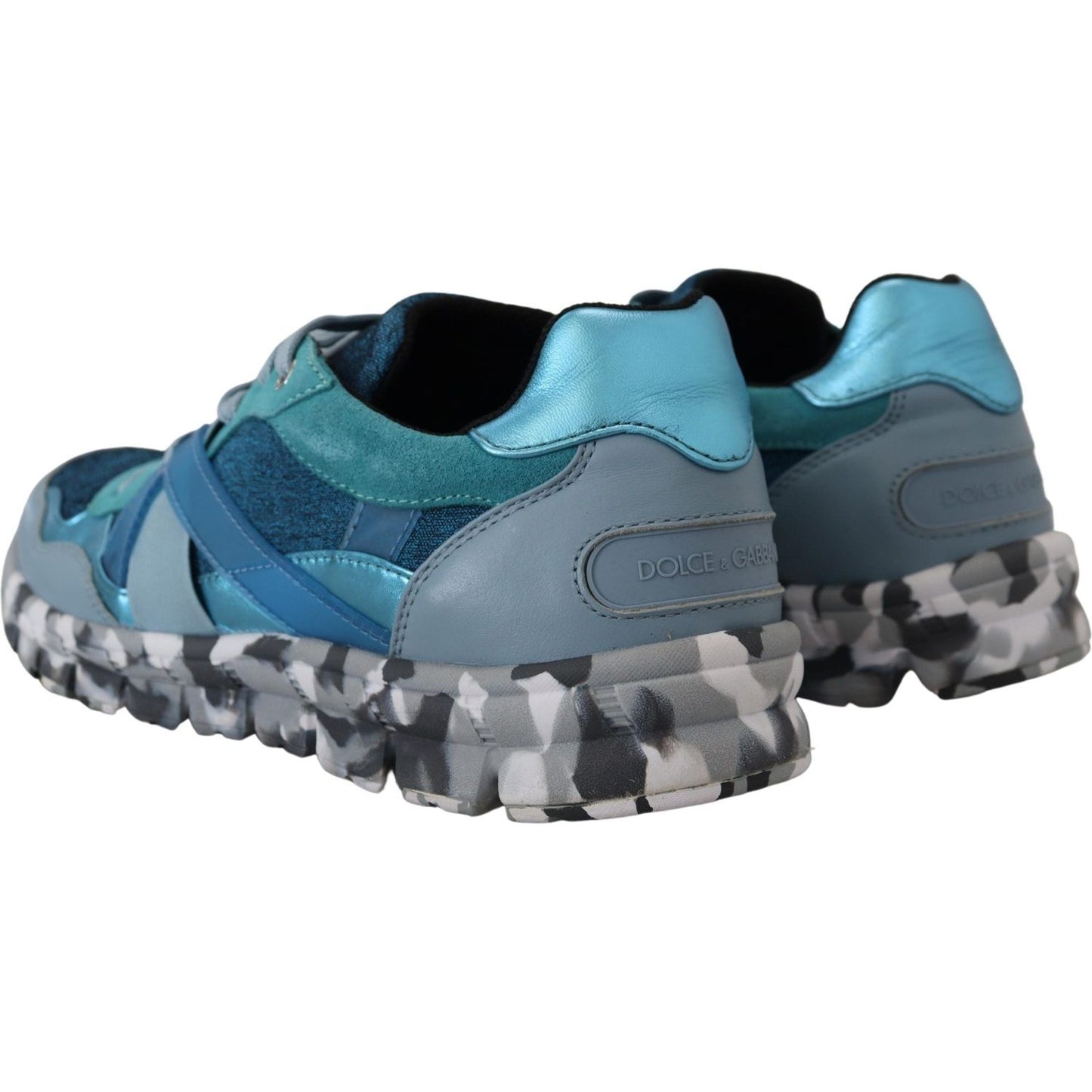 Dolce & Gabbana Blue Gray Leather Sport Low Top Sneakers MV4823- 40