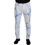 Dolce & Gabbana White Blue Denim Cotton Jeans Stretch Skinny Fit Pant PAN73200- 44
