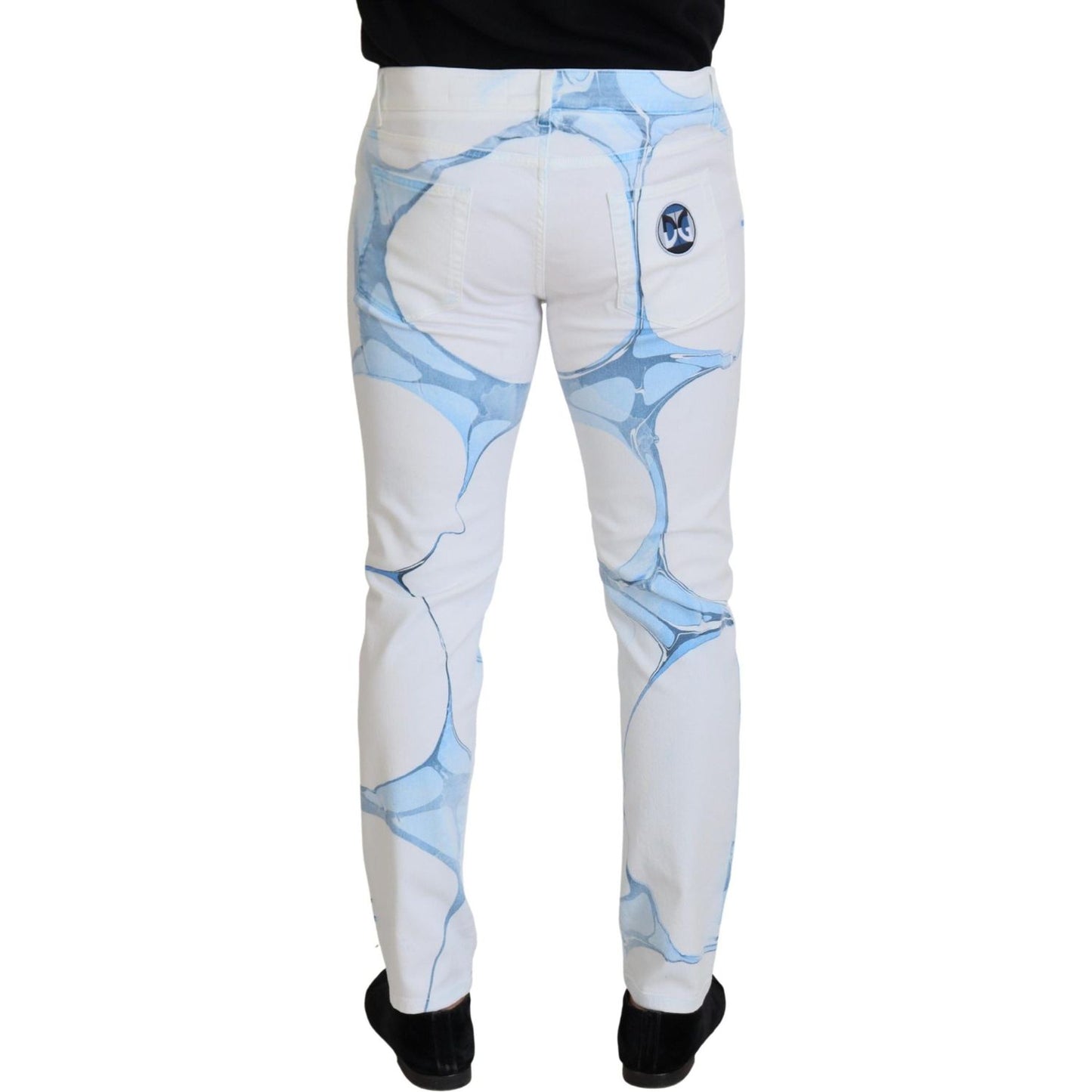 Dolce & Gabbana White Blue Denim Cotton Jeans Stretch Skinny Fit Pant PAN73200- 44