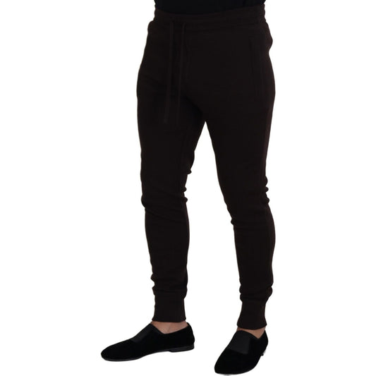 Dolce & Gabbana Brown Cashmere Trousers Bottoms Drawstring Pants PAN73211- 44