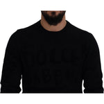 Dolce & Gabbana Black Wool Logo Pattern Crewneck Pullover Sweater TSH83110- 44