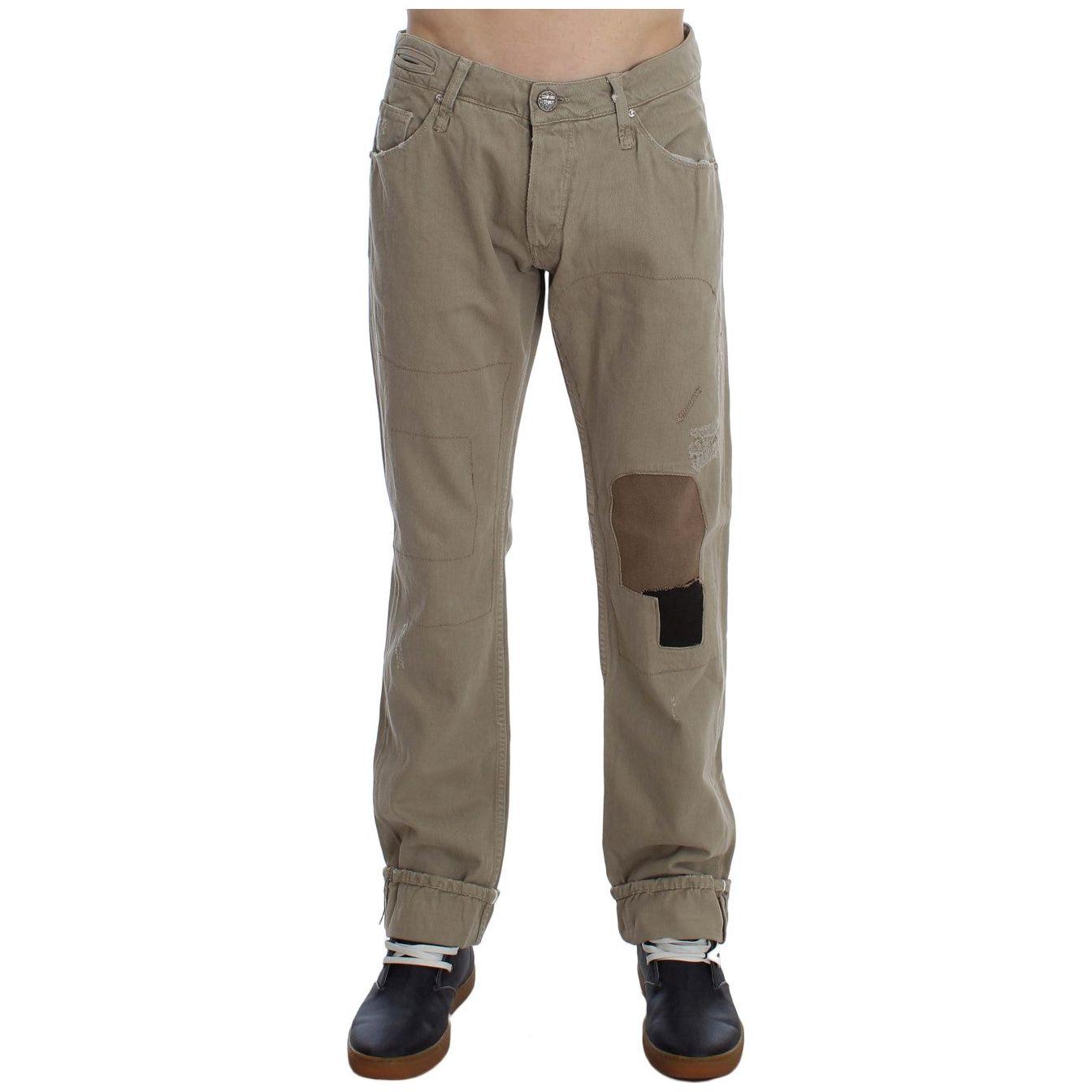 Acht Beige Cotton Patchwork Jeans