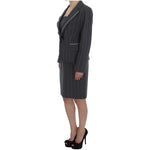 BENCIVENGA Elegant Gray Striped Dress & Blazer Suit Set BENCIVENGA Dark Slate Gray