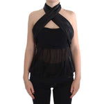 Exte Elegant Black Evening Wrap Top Blouse Exte Black