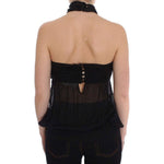 Exte Elegant Black Evening Wrap Top Blouse Exte Rosy Brown